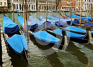 Gondolas on Grand Canal, Venice, Italy