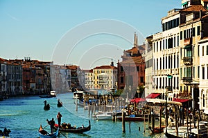 Gondolas, Grand Canal, Venice, Italy, Europe