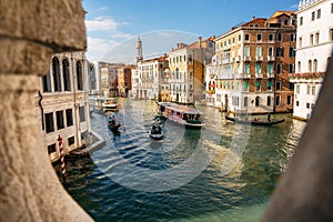 Gondolas on Grand Canal in Venice. Italy