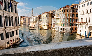 Gondolas on Grand Canal in Venice. Italy