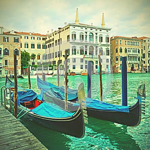 Gondolas on The Grand Canal in Venice