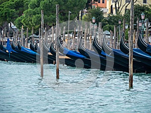 Gondolas near Saint Mark Square, Venice, Italy