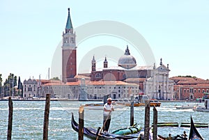 Gondolas near St. Mark`s Square in Venice