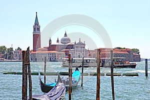 Gondolas near St. Mark`s Square in Venice