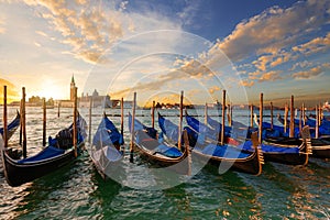 Gondolas near St.Mark square (Piazza San Marco) in Venice. Italy