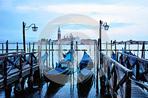 Gondolas parking in Venice