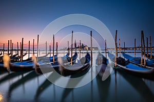 Gondolas at Riva degli Schiavoni, Venice at Sunrise