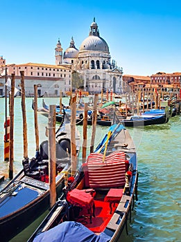 Gondolas with Santa Maria della Salute in Venice