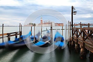 Gondolas at St. Mark`s Square in Venice - Italy