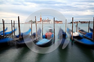 Gondolas at St. Mark`s Square in Venice - Italy