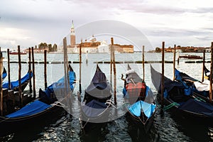 Gondolas at St. Mark's Square in Venice - Italy