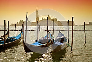 Gondolas in Venice photo