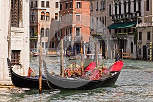 Gondolas on Venice Grand Canal