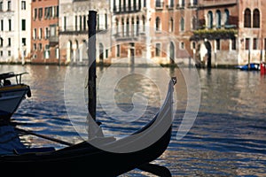 Gondolas in Venice on the Grand Canal.