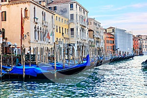 Gondolas of Venice in the Grand Canal, Italy