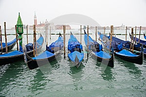 Gondolas in Venice on the Grand Canal, Italy.