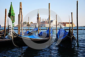 Gondolas in Venice. Italy.