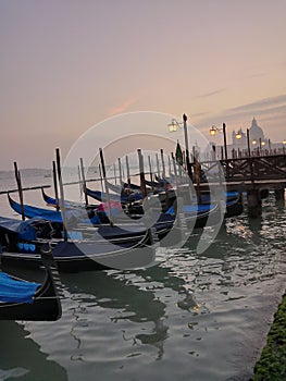 Gondole in lagoon of Venice