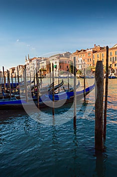 Gondole and typical buildings at Venice, Italy