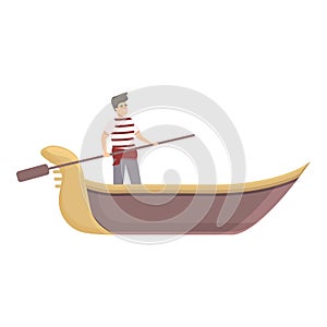 Gondolier man icon cartoon vector. Venice gondola