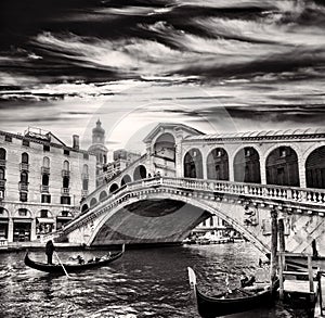 Gondolier, Rialto Bridge, Grand Canal, Venice, Italy