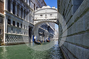 Gondolier in a Venice canal