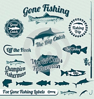 Gone Fishing Labels and Stickers