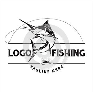 Gone fishing logo, club fishing logo design idea, vector illustration