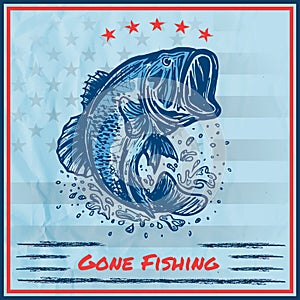 gone fishing sign. Vector illustration decorative design