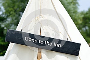 Gone to inn sign