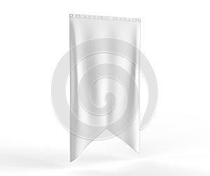 Gonfalon fishtail bottom flag banner for your logo design. Blank white 3d render illustration