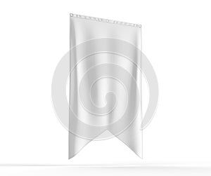 Gonfalon fishtail bottom flag banner for your logo design. Blank white 3d render illustration