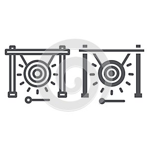 Gong line and glyph icon, music and sound, chinese instrument sign, vector graphics, a linear pattern on a white