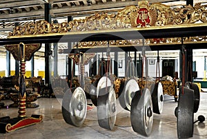 Gong is a traditional Javanese gamelan musical instrument.