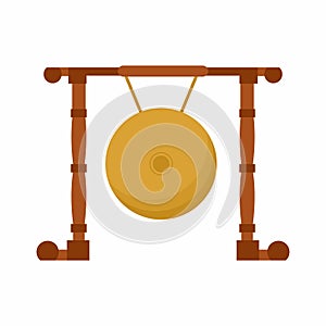 Gong vector flat icon. Traditional Indonesian metallophones Gamelan instrument called Gong or Kempul. It is an East and