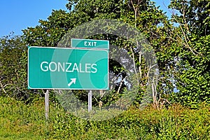US Highway Exit Sign for Gonzales photo