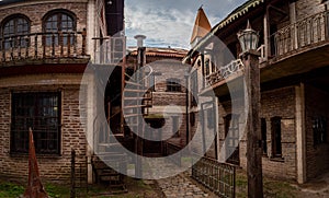 GONZALEZ CATAN, ARGENTINA, SEPTEMBER 28, 2019: Abandoned building in the amazing medieval town of Campanopolis photo