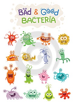 Good Bacteria and Bad Bacteria Cartoon Characters photo