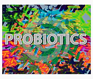 Good bacteria flora colon background. Probiotic, prebiotic, synbiotic, lactobacillus, bifidobacterium. Infographics