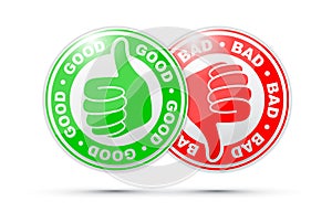 Good and bad thumbs up and down icon