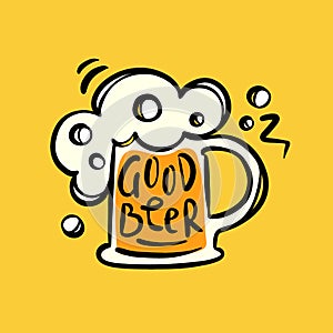 GOOD BEER TEXT Lettering Cartoon Drink Vector Illustration Set