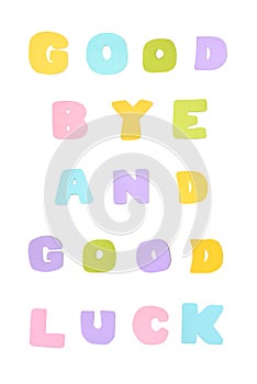 Good bye and good luck paper cut on white background