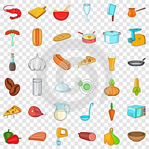 Good cooking icons set, cartoon style