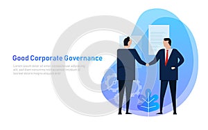 Good Corporate Governance. Business team agree on set of principle and cooperation.