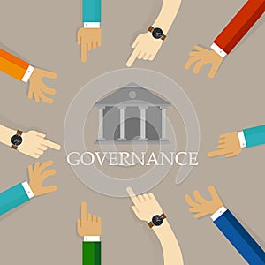 Good Corporate Governance concept. accountable organization transparent management symbol with hands.
