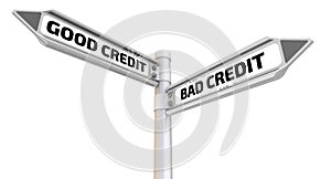 Good credit or bad credit. Road sign