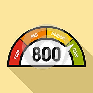 Good credit score display icon, flat style