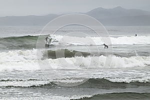 Good day for surfing at Morro Rock Beach, California