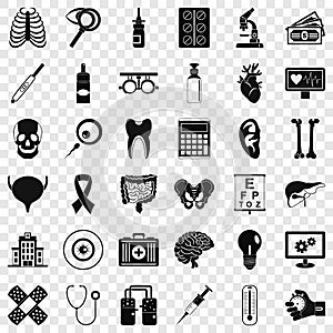 Good diagnostic icons set, simple style