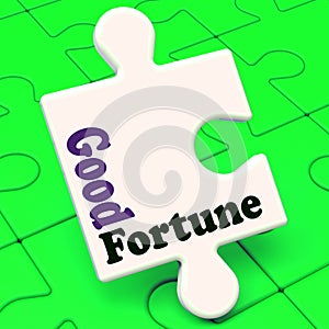 Good Fortune Puzzle Shows Fortunate Winning Or Lucky